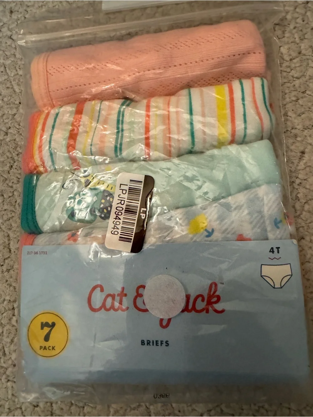 Cat & Jack Girls' 6 Pack Briefs - Pink, White, Aqua & Multi Size 4T - Picture 1 of 4